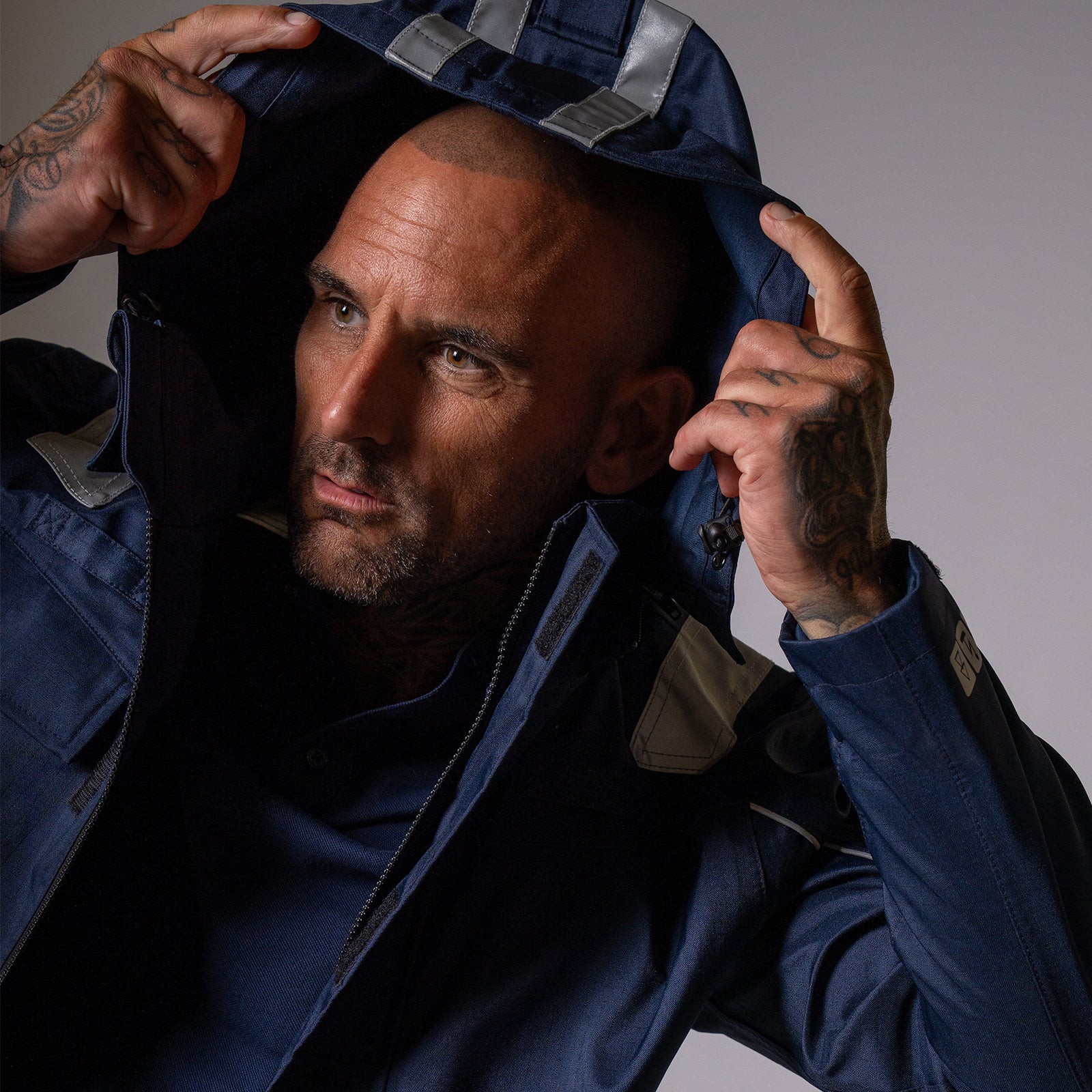 Close-up of multinorm work jacket